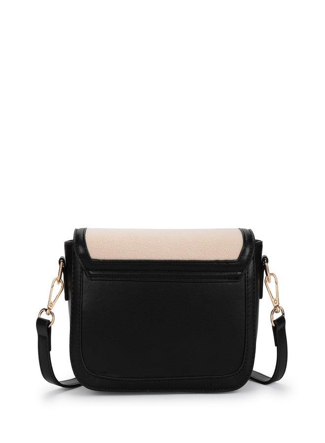 Fastrack Sherpa-Panel Sling Bag for Women | Faux Leather Crossbody with Zipper Closure, Gold Hardware and Detachable Strap | Compact Textured Bag for Casual and Evening Outfits - Image 5